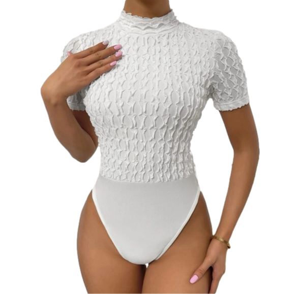 White Short Sleeve Bodysuit - Picture 3 of 8